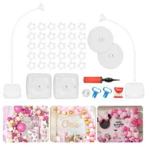 TKVAZK Balloon Arch Kit, Bendable 8FT and 6FT Balloon Arch Stand with Base(WHITE)