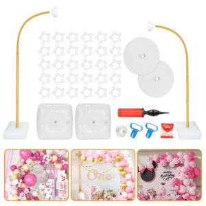 TKVAZK Balloon Arch Kit, Bendable 8FT and 6FT Balloon Arch Stand with Base(GOLDEN)