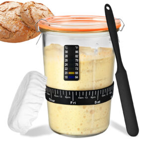 TKVAZK Sourdough Starter Kit, Sourdough Starter Jar Glass Wide Mouth