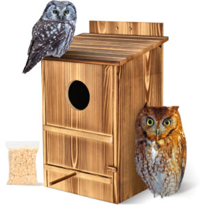 TKVAZK Screech Owl Box, Large Owl House for Outside